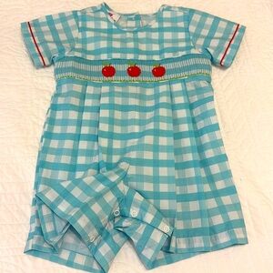 EUC Smocked Apple Short Romper 24m Back to School
